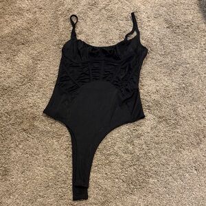 Black Corset-Style Bodysuit